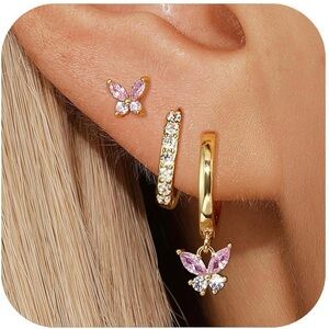 14k Gold Plated Butterfly Earrings for Women